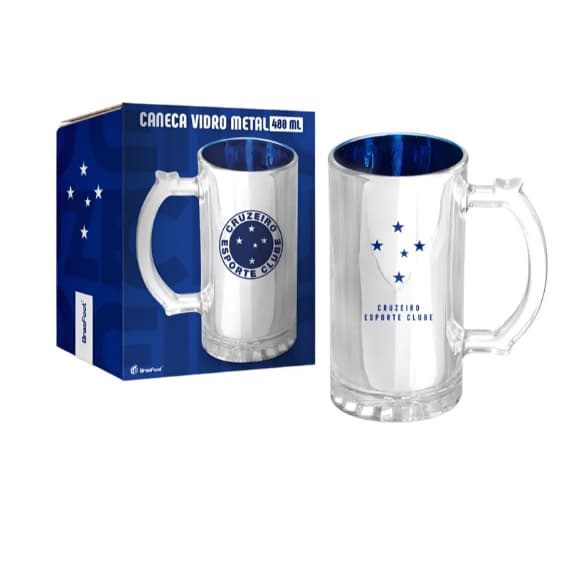CANECA VIDRO METALIC TIMES - CRUZEIRO