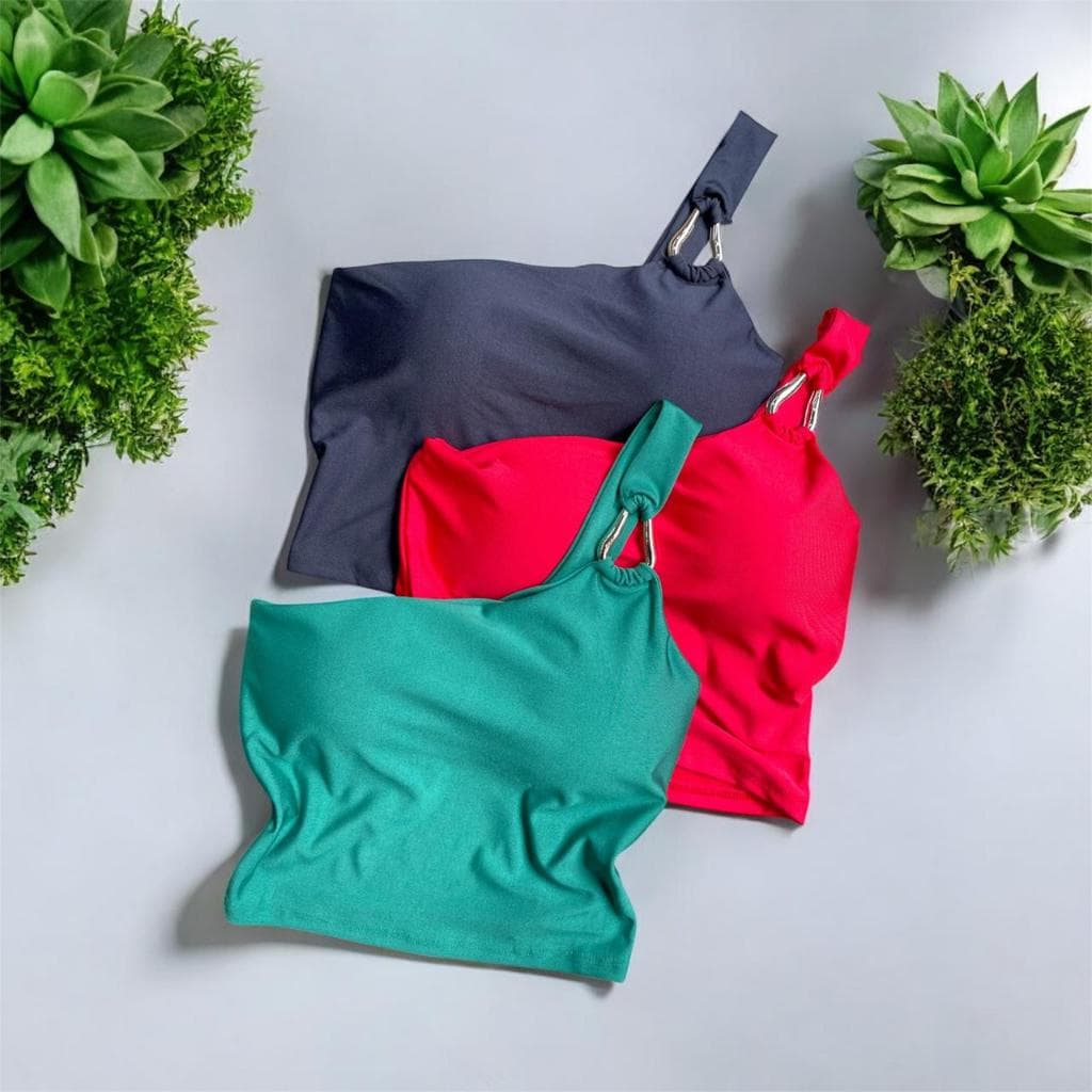 KIT Cropped Nula Manca com Fivela e Bojo cores natalina