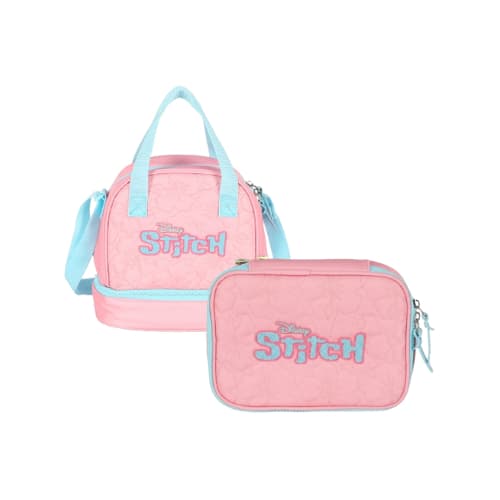 Kit Lancheira Térmica Stitch Disney Com Estojo Box E Triplo Escolar Feminino