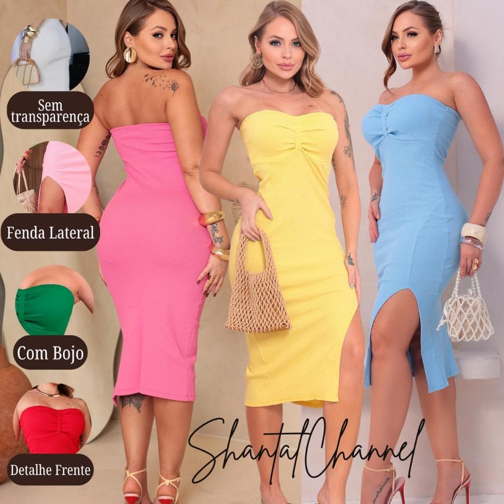 Vestido Feminino Tomara que Caia Mídi Canelado Elegância e Conforto em um Único Vestido OFERTA