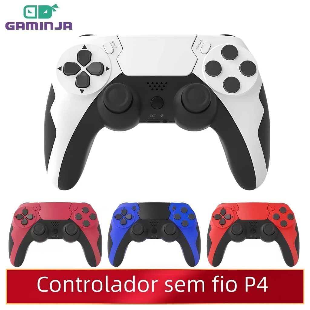 Gamepad P48 GAMINJA Sem Fio Com Giroscópio de 6 Eixos, Controle Para PS3, PS4 e PC Joystick