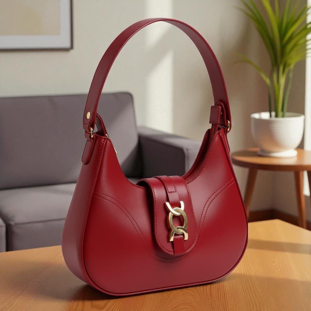 Bolsa de ombro meia lua , Baguete feminina  com fecho em ziper