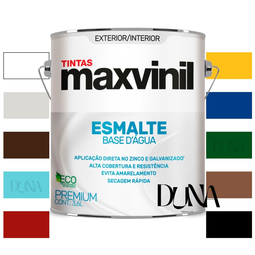 Tinta Esmalte Base Água P/ Madeira e Metal Maxvinil 3,6L
