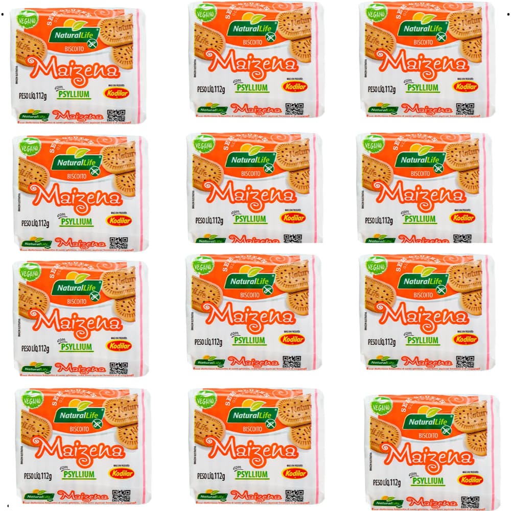 12 UNIDADES BISCOITO DE MAIZENA VEGANO S/GLÚTEN NATURAL LIFE 112 G cx.12 MAISENA