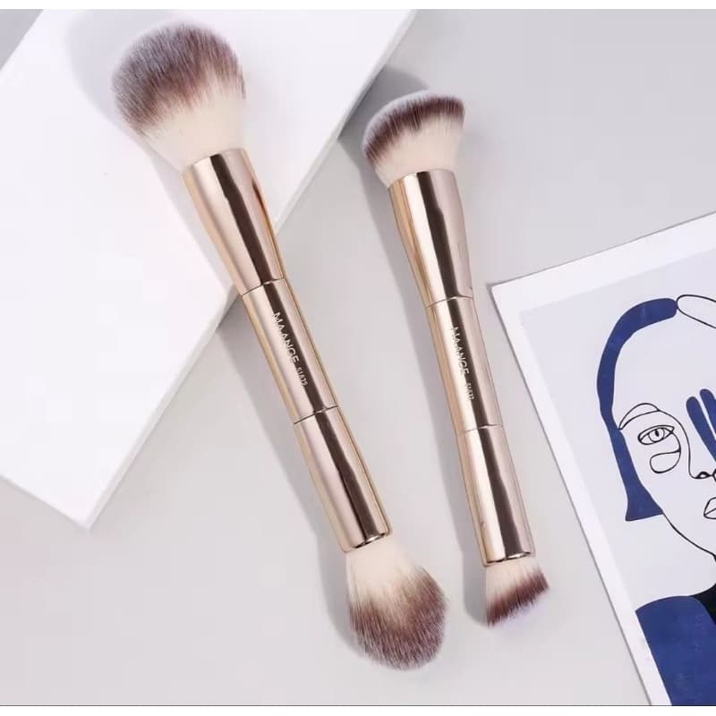 Kit 2 Pincéis de Maquiagem Maange  – Profissional | Base, Pó, Blush, Contorno, Iluminador