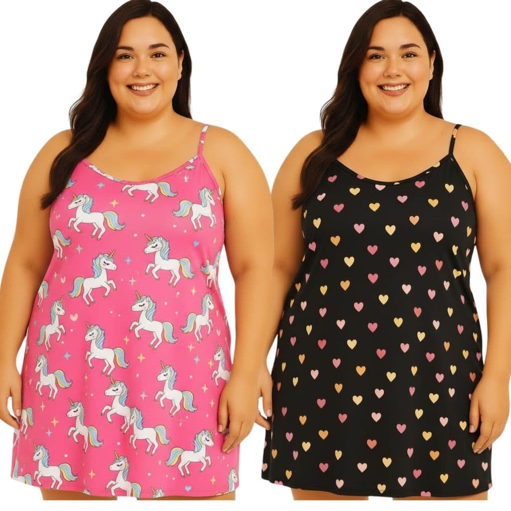 KIT 02 CAMISOLAS PLUS SIZE VESTE 48/50 ( ESTAMPAS SORTIDAS )