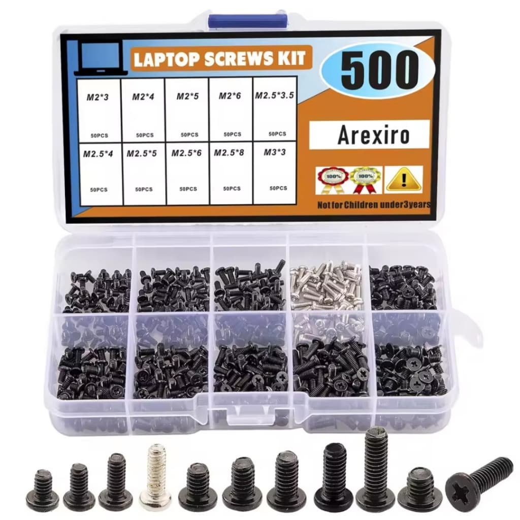 Kit 500 Parafusos para Notebook • M2 M2.5 M3 • Reparo Laptop e SSD M.2 • Manutenção Completa