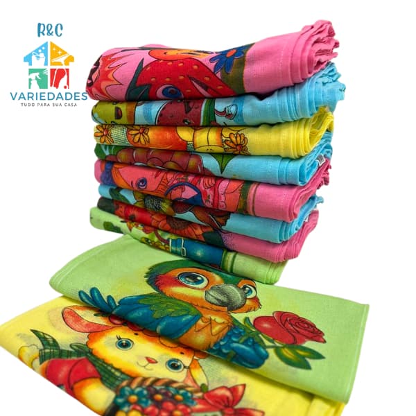 10 PANOS de Prato COLORIDOS Kit  33 x 60 cm Copa Pano Estampas Variados Guardanapo Bainha