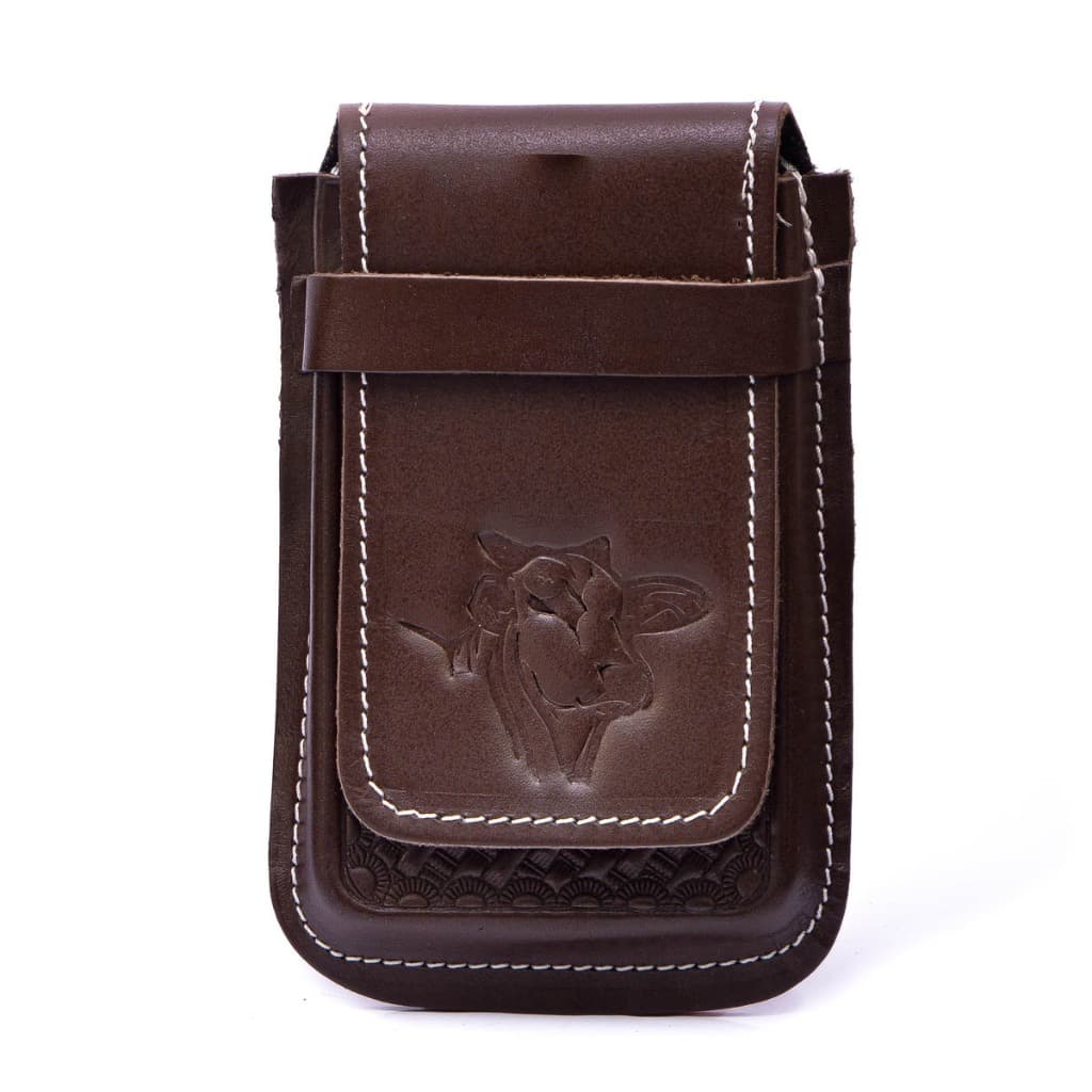 Capinha De Celular Universal 100% Couro Legitimo Country Muladeiro Capa Mole Bainha Porta Celular