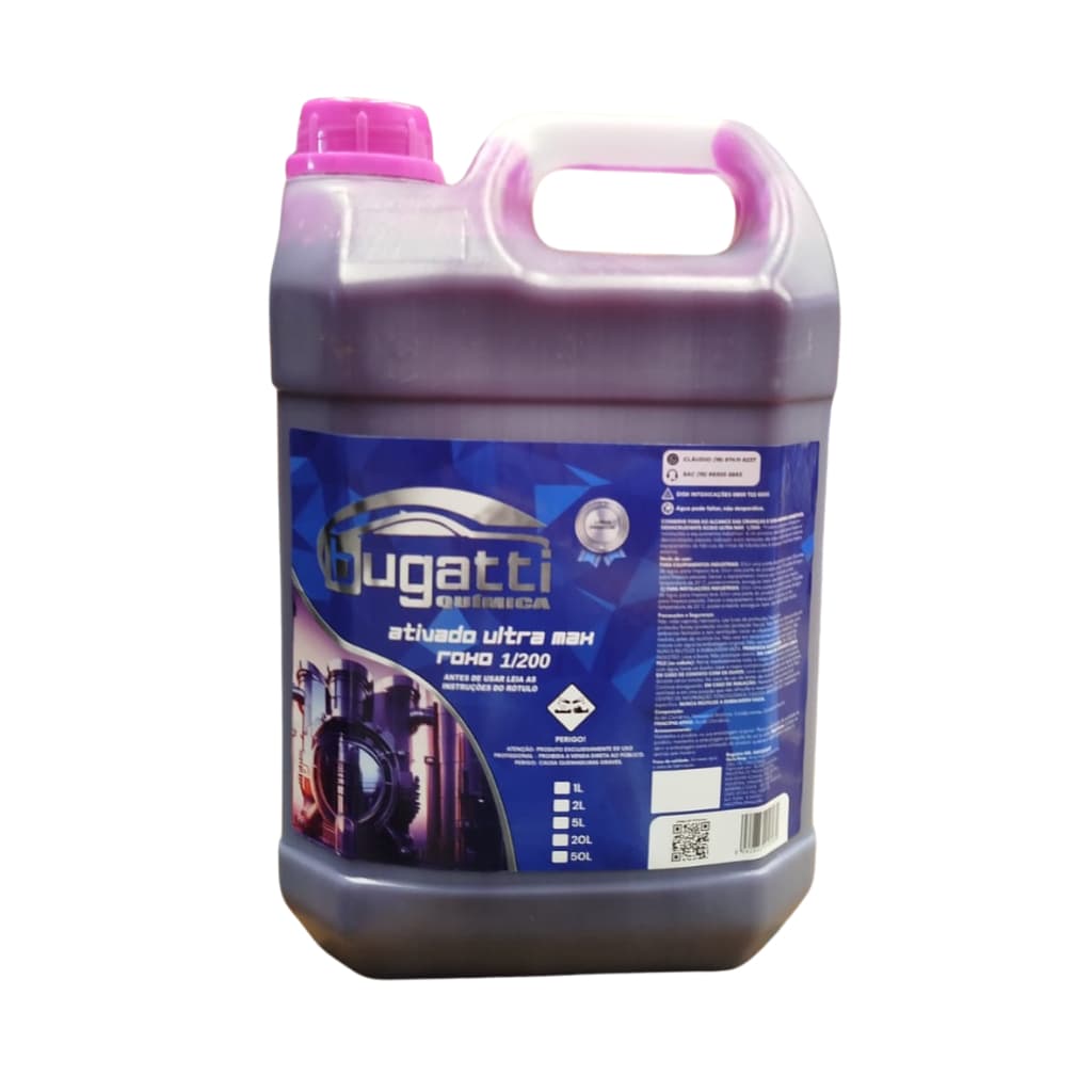Desincrustante Ácido Ultra Max Roxinho Limpeza Pesada 1:200 Limpa Baú Ativado Bugatti 5L