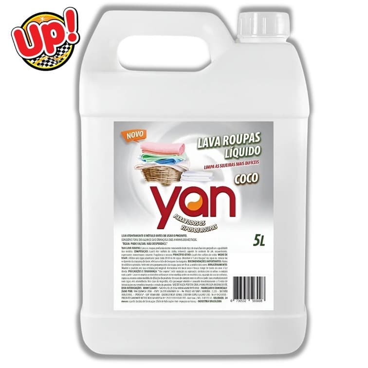 Lava Roupas Líquido de Coco YAN 5L - O Seu Aliado Contra a Sujeira Difícil!