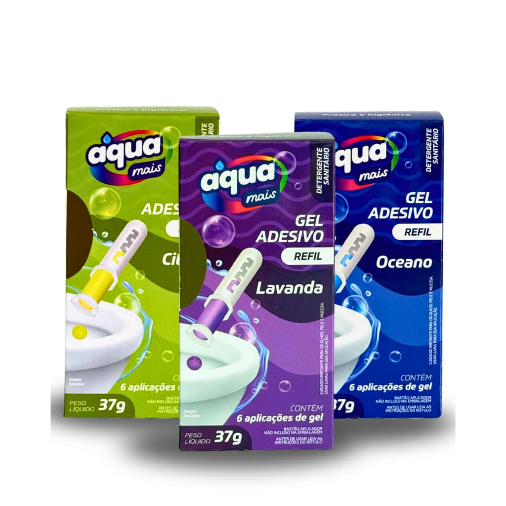 3X REFIL GEL ADESIVO PARA VASO SANITÁRIO BANHEIRO AQUA MAIS SEM APARELHO