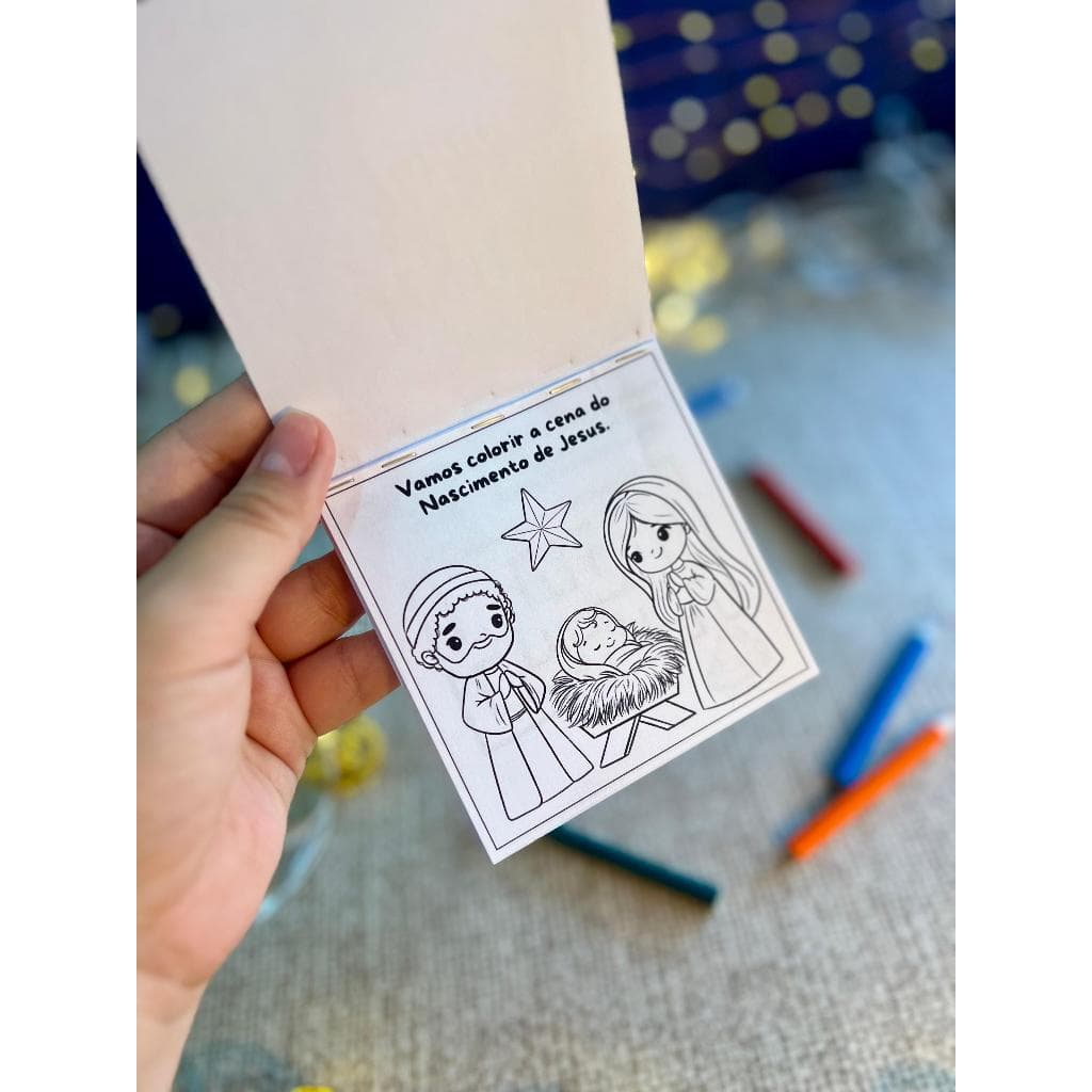 mini revistinha desenho colorir lembrancinha personalizada Natal Cristã presente criativo