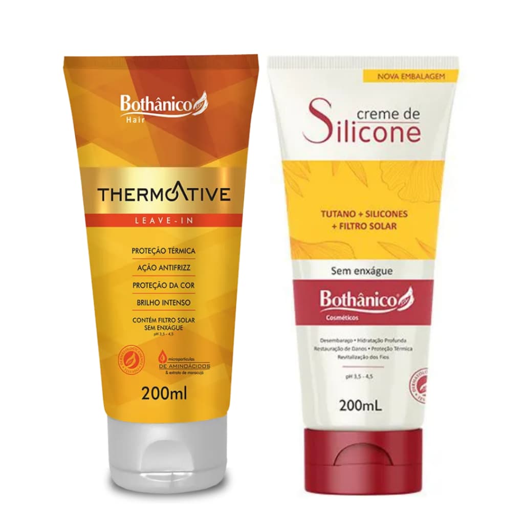 1 Leave Thermoative +1 Creme de Silicone 200ml - Proteção e Brilho Intenso Bothânico Hair Cosméticos