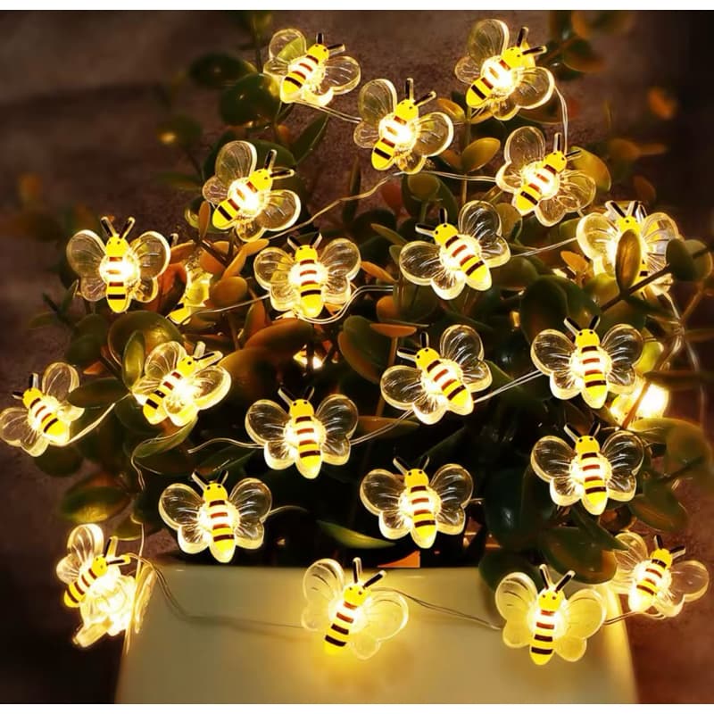 Fio de luz cordão varal luminoso de abelhas iluminação 2 metros