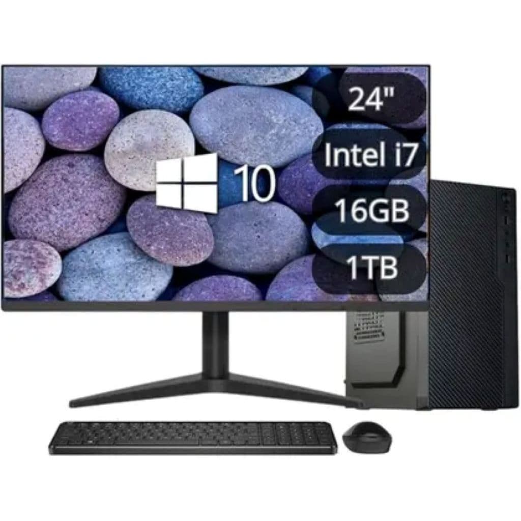 Computador Completo Intel Core i7 6ª Geração 16GB DDR4 1TB Monitor LED 23.6 HDMI Windows 10