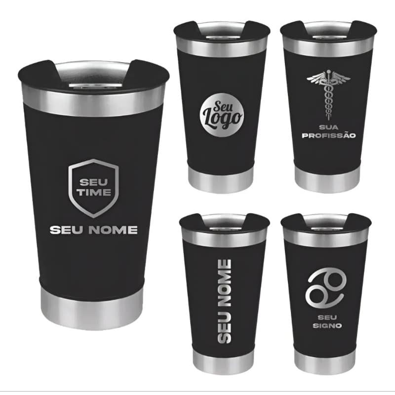 COPO TÉRMICO 473ML  PERSONALIZADO LOGO + NOME ENVIO EM 24HRS ÚTEIS
