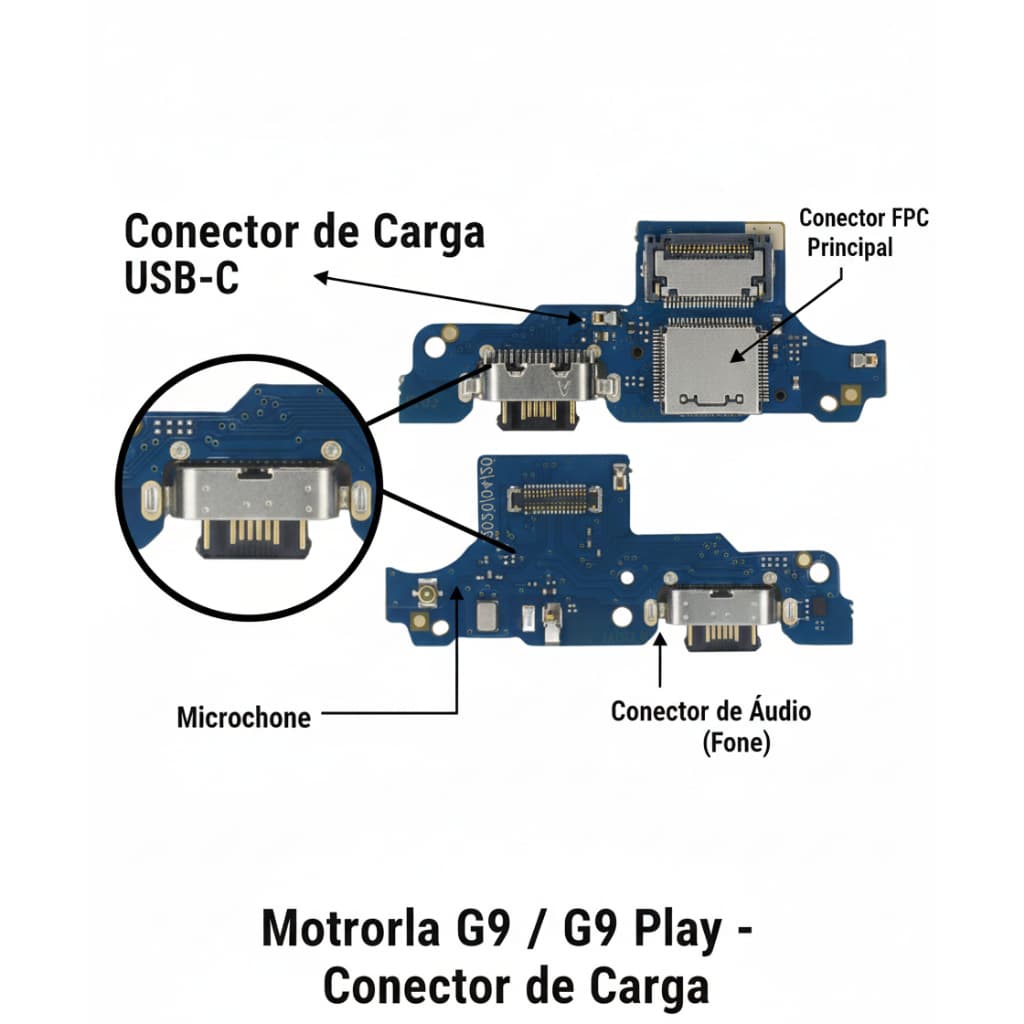 Placa de Carga Turbo Compatível Moto G9 / G9 Play XT2083 – Conector Dock USB | Peça Nova Promoção