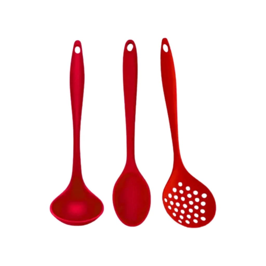 CONCHA, ESCUMADEIRA E COLHER DE ARROZ EM SILICONE – 28 CM | RESISTENTES, MODERNAS E ANTIDERRAPANTES