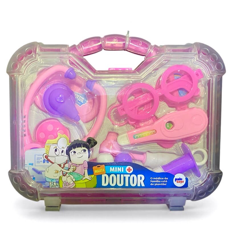 Maleta Kit Medico Rosa Grande Brinquedo Educativo Maleta de Brinquedo