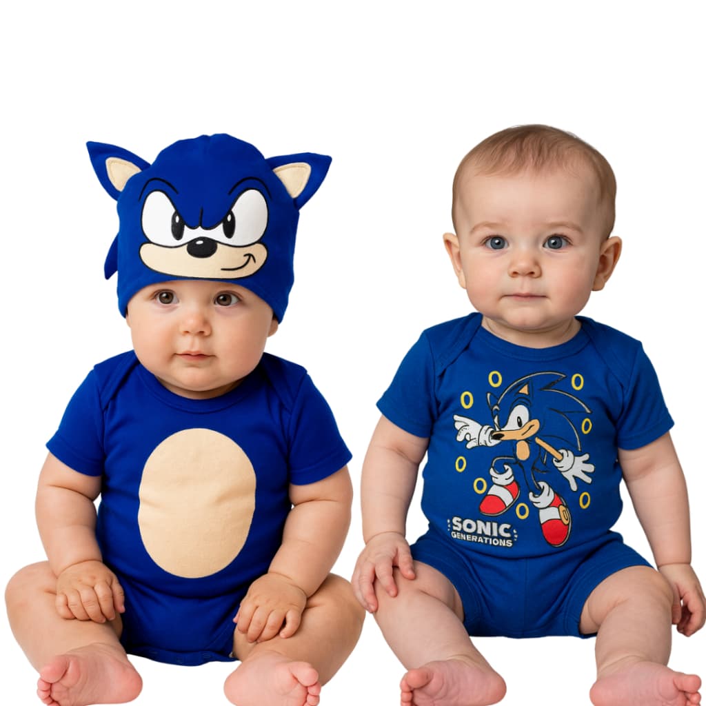 Body Bebê Infantil Menino Mêsversário Temático Do Sonic Super Confortável Promoção