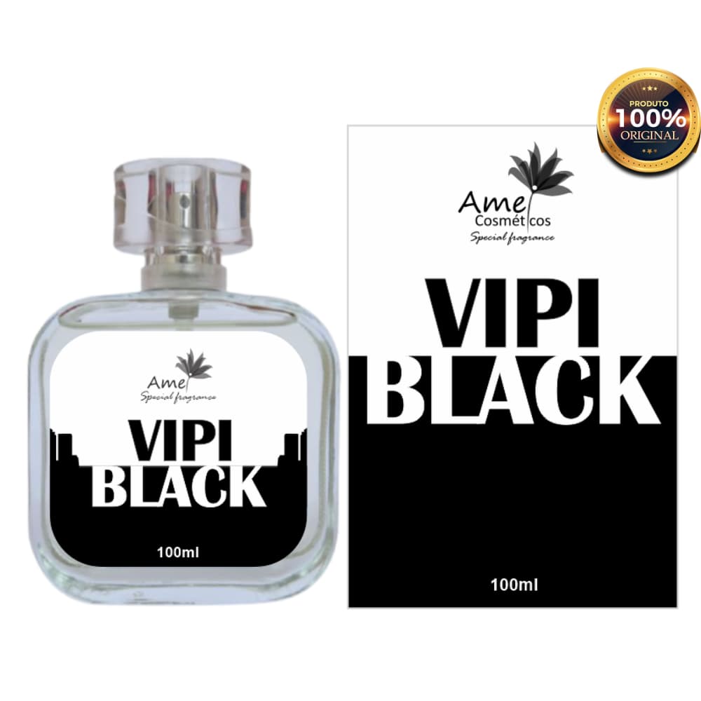Vipi Black Amei Cosméticos Perfume Masculino 100ml Alta Fixação Essência Importada Parfum