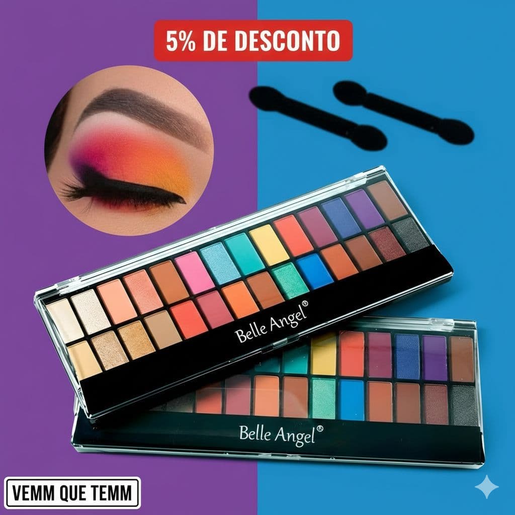 Paleta De Sombras Colorida Tons Matte & Cintilante 28 Cores Belle Angel - B105