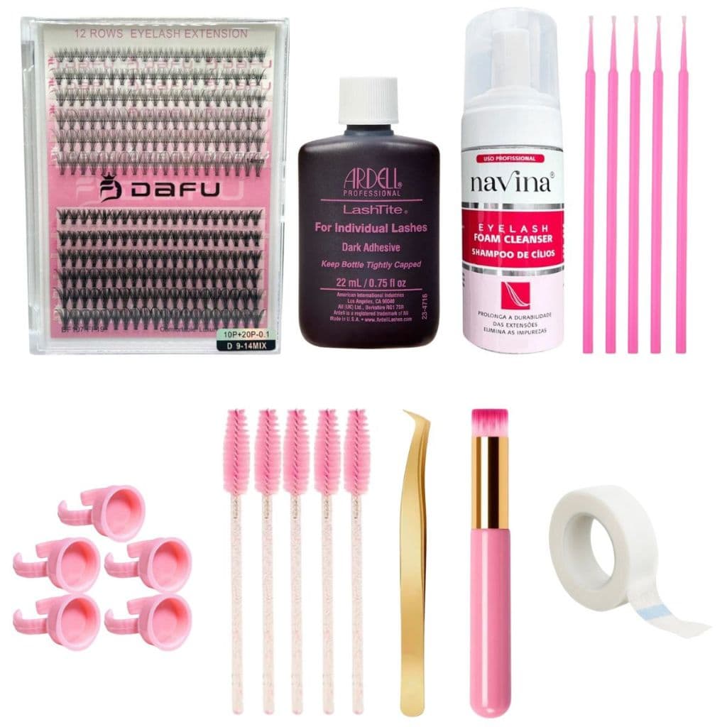Kit Cilios Tufo em Casa Cola Ardell Lanell Salon Pro Tufinho Postiço