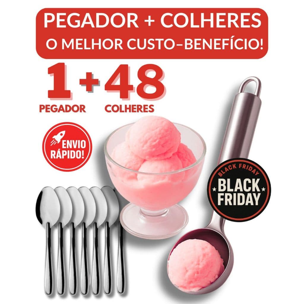 Pegador de Sorvete Inox Reforçado Colheres Sobremesa Aço Inox Buffet Açaí Gelato Sorveteria Natal