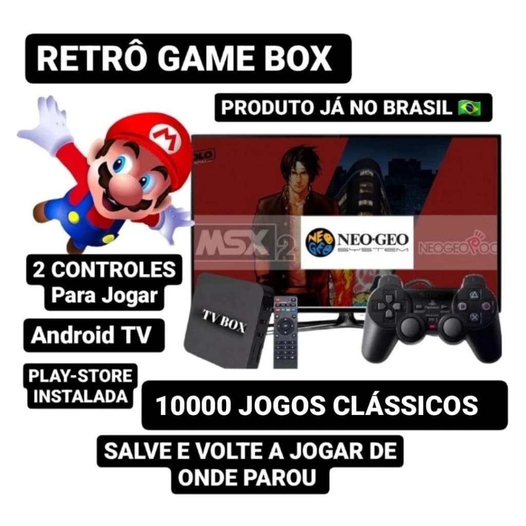 Game Box, Box Retro Game 4k Ultra HD +2 Controles s/fio +10.000 Jogos – Envio Imediato