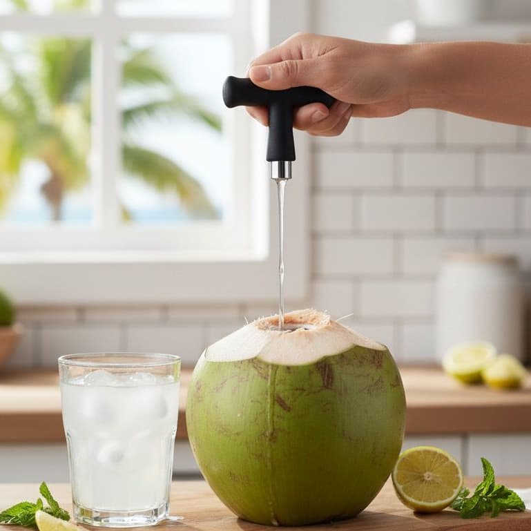 Furador De Coco Manual Inox Abridor Profissional Barracas