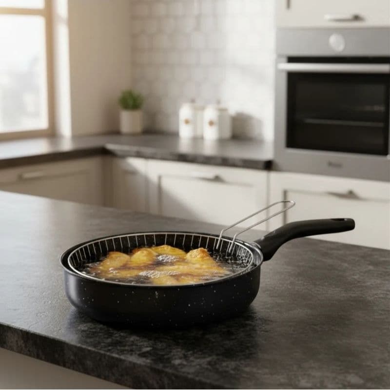 Frigideira Fritadeira Esmaltada Com Cesto  Linha Premium 26cm