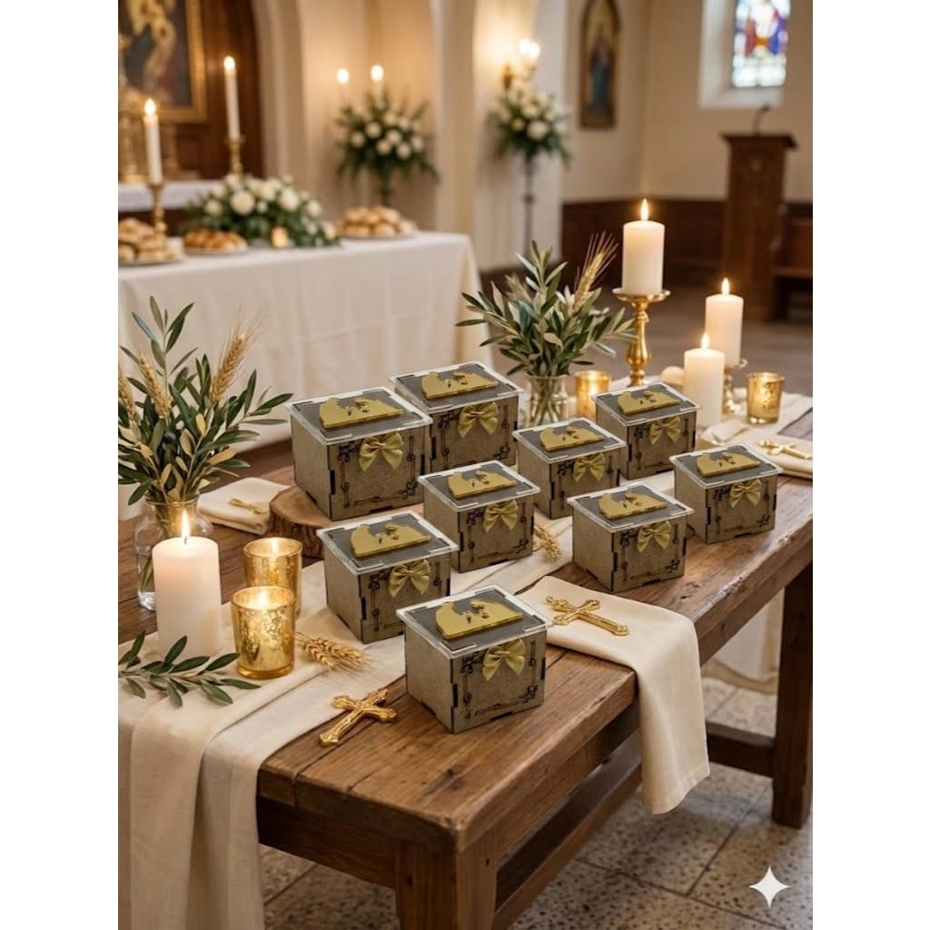 kit caixa de lembracinha Imagem Sagrada Familia  para eventos religiosos presentes de batizado crisma primeira comunhão