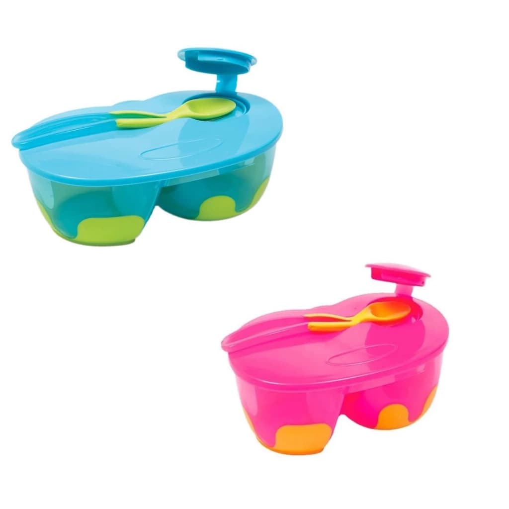 Kit Refeição Com Divisória Azul/Rosa Buba