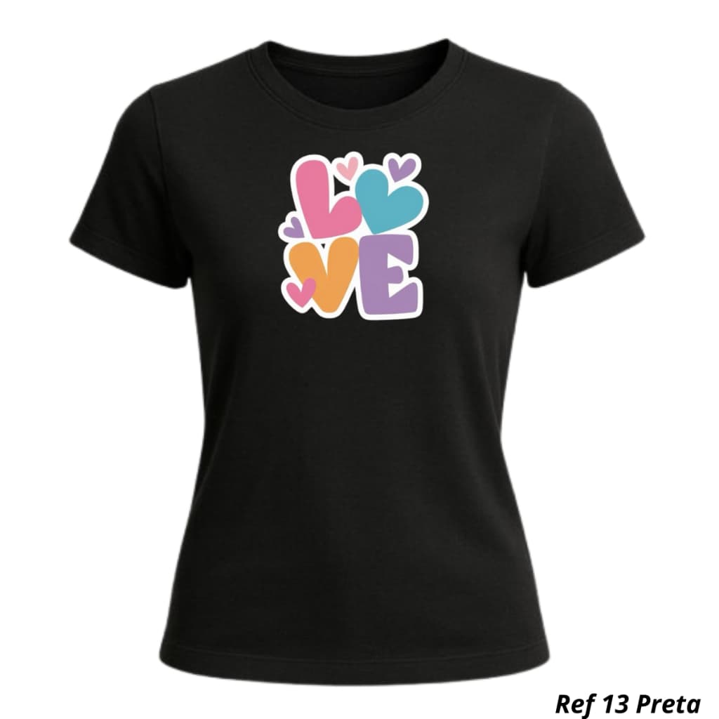 Camisa T-Shirt Love Colorido Estampado Feminina - Envio Imediato