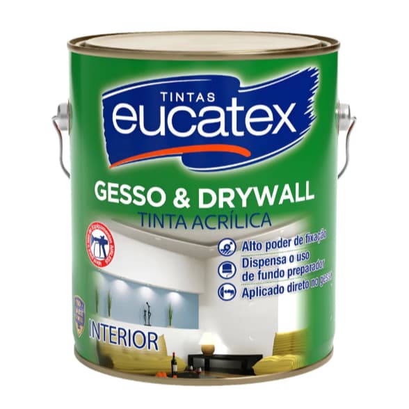 Tinta Para Gesso E Drywall Interno 3,6l Eucatex - Branco