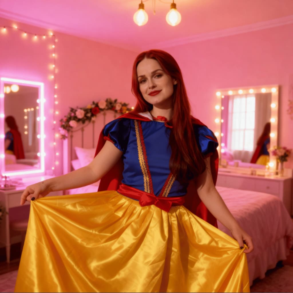 Fantasia Princesa Branca de Neve Disney Adulto Longo Luxuoso +Capa+Cinto Laço Removível Premium Ultr