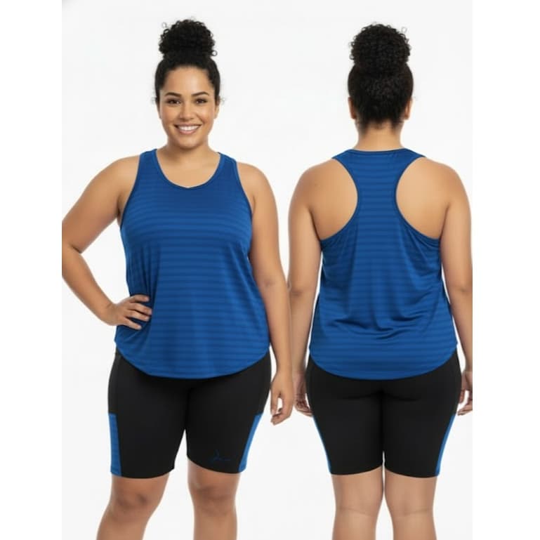 Conjunto Fitness Plus Size Premium: Regata Conforto e Short Suplex com Bolso (Perfeito para Treinar!)