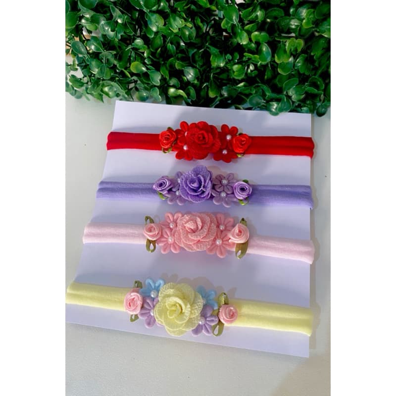 Kit de Laços para bebês na tiarinha meia de seda,  kit para enxoval de maternidade, faixinha com florzinha