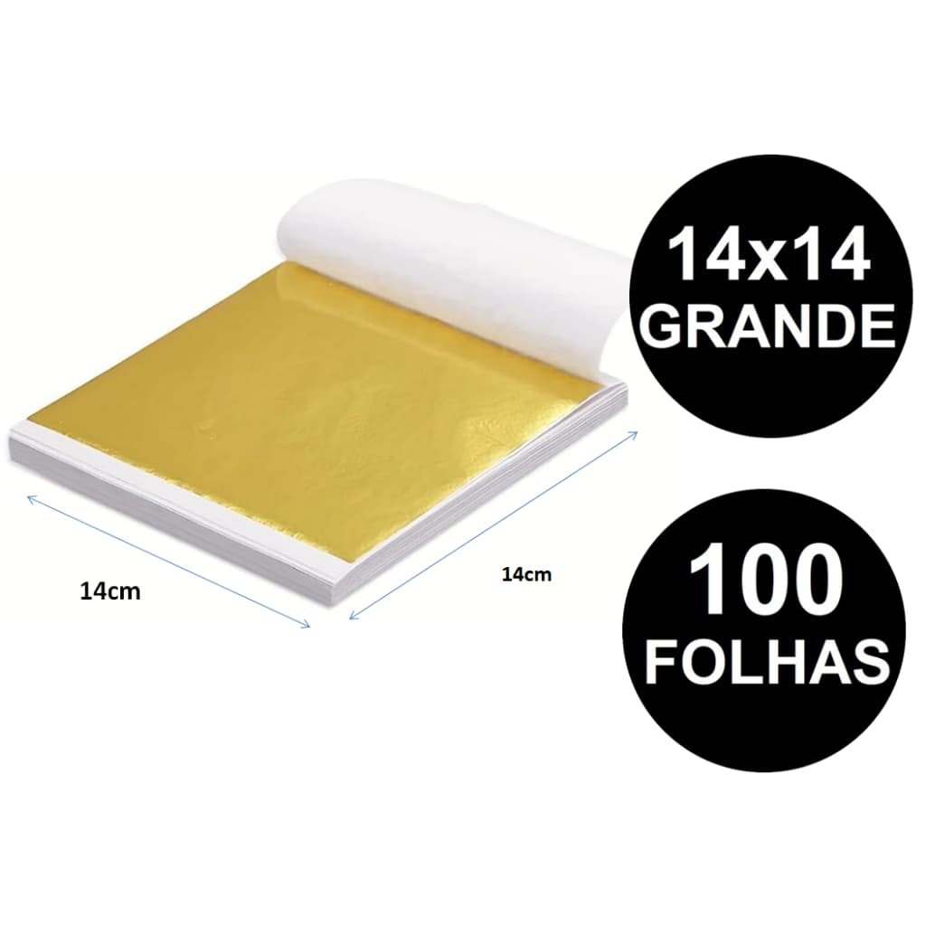 100 Folhas de Ouro Dourada Artesanatos Resinas Velas Aromáticas Paredes Mármores 14x14