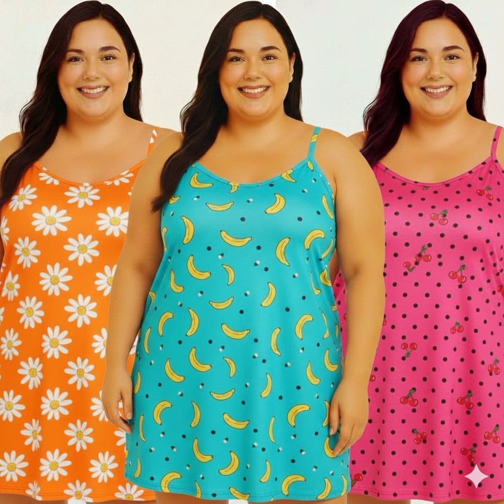Kit 03 Camisolas Vestidos Plus Size Manequim 48/50