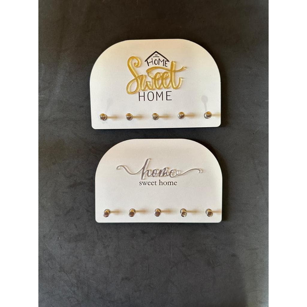 🗝️ Porta Chaves em MDF 6mm com Acrílico Espelhado – Branco | 18x12cm | 5 Ganchos