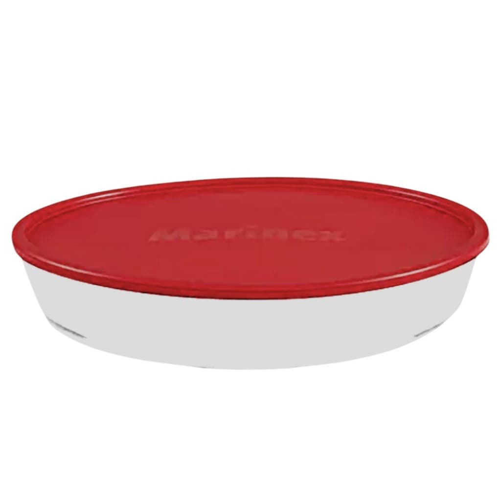 Assadeira Travessa Lasanheira de Vidro Oval Marinex Forno Airfray com Tampa Refratario 2.4 Litros