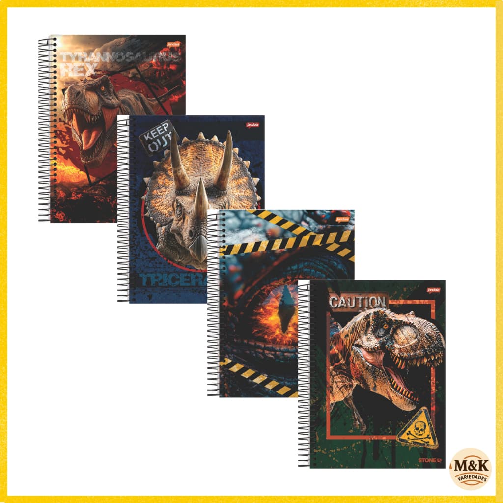 KIT 04 Caderno 10 Materias 160 Folhas STONE Jandaia (Capas Sortidas)