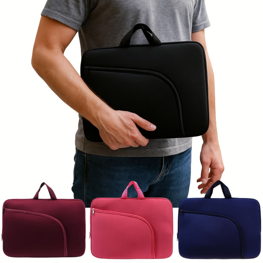 Case Capa Maleta de Notebook Compacto Anti-Riscos  13'' 14'' 15,6'' 17'' Polegadas Neoprene C/Bolso