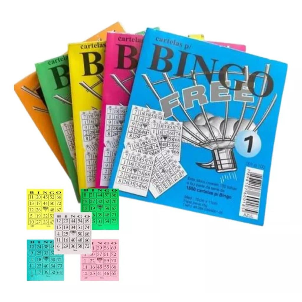 Cartelas De Bingo Free Jornal Kit c/ 5 Blocos Cartela de Jogo Bingo Jornal 100fls 8x10cm