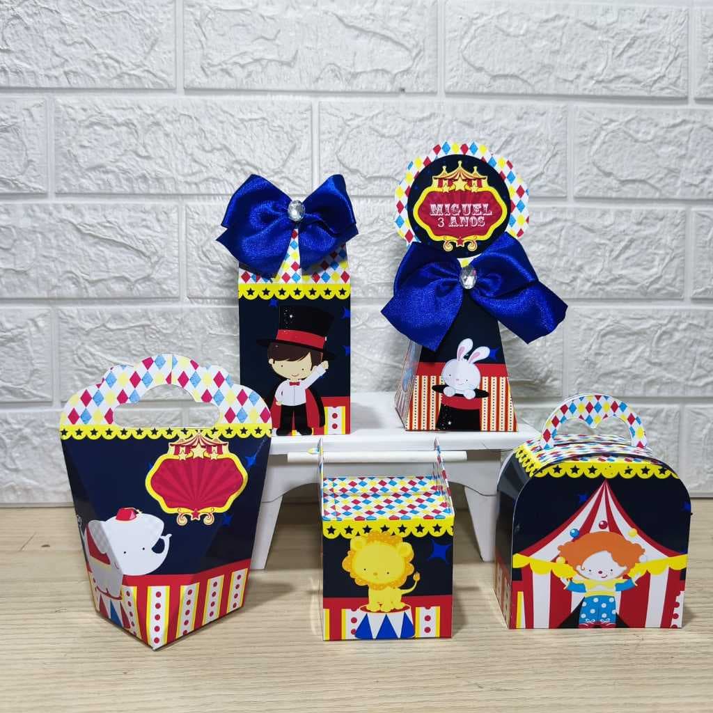 Kit Personalizados Caixinhas Circo Menino Lembrancinhas Aniversario-festa PEGUE E MONTE