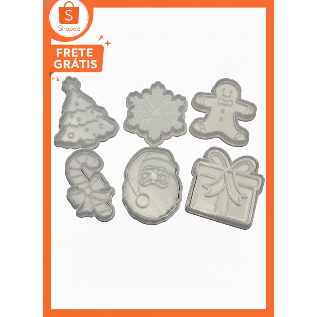 Cortadores de Biscoito Natalinos (Kit 6 Peças) - Para Biscoitos, Pasta Americana e Biscuit