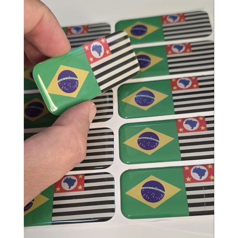Adesivo Resinado Brasil São Paulo Moto Carro Capacete Tamanho Aproximado 7cm x 3cm