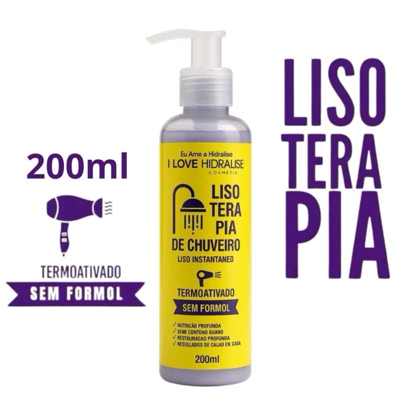 Progressiva de Chuveiro Lisoterapia 200ml – Redução de Volume, Brilho Intenso e Hidratação Capilar Antifrizz
